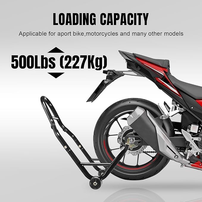 Jack Boss Motorcycle Stand Rear Combo Wheel Lift Stand, 500Lbs Capacity,Swingarm Spool Paddock Stand for Sport Bike,Fit for Yamaha, for Honda, Suitable for Kawasaki Black