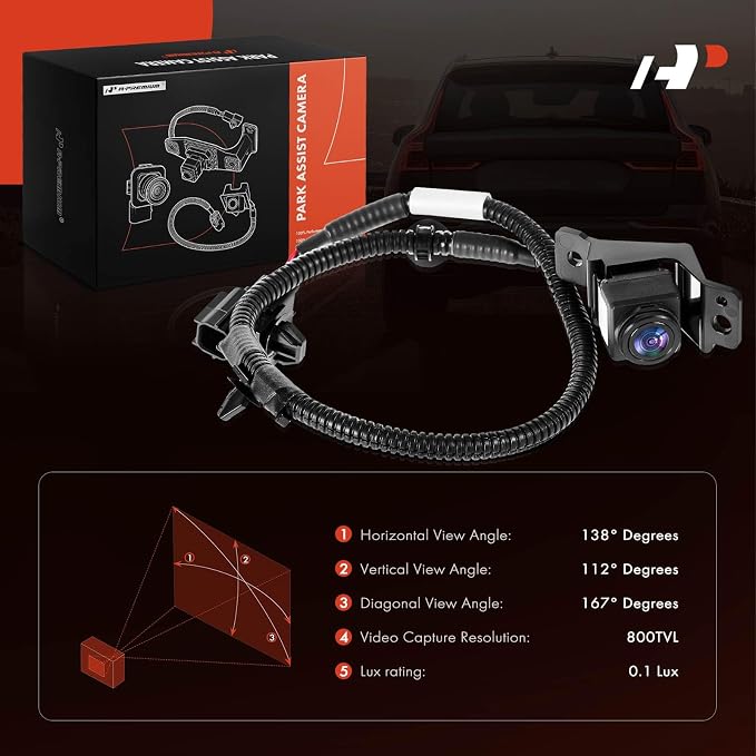 A-Premium Park Assist Camera Rear View Backup Reverse Camera Compatible with Select Honda Models - 2009-2014 Ridgeline - Replace# 39530SJCA01