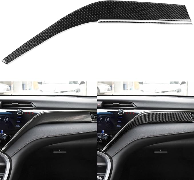 NVCNX Real Premium Carbon Fiber for Toyota Camry Accessories 2018-2024 2019 2020 2021 2022 2023 SE/LE/XSE/XLE/SE Nightshade/L/TRD Gas Hybrid Dash Passenger Side Panel Cover Interior Trim Sticker 2PCs