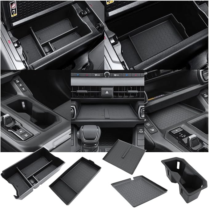(5PCS) 2026 R AV4 Center Console Organizer for 2026 Toyota RAV4 (6th Gen) Armrest Storage Box & Center Console Cup Holder & Wireless Charging Pad & Shifter Front Mats 2026 R AV4 Interior Accessories