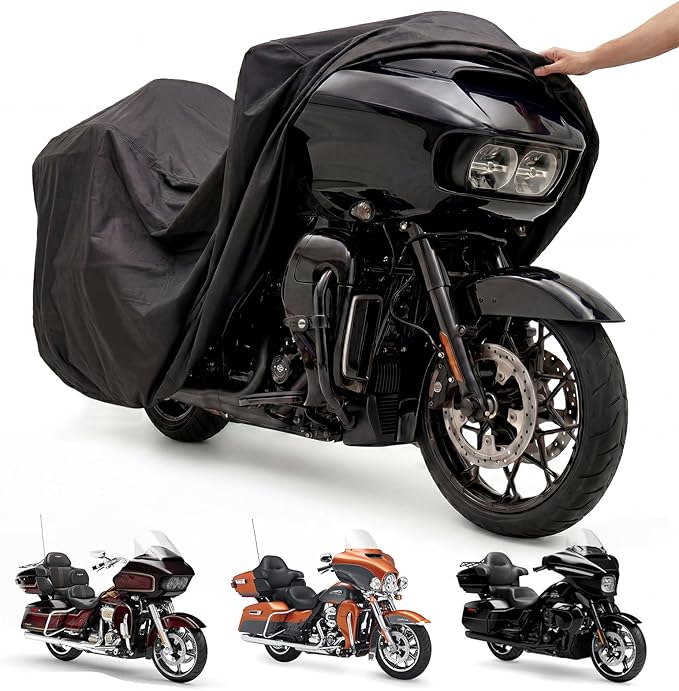 Motorcycle Cover for Harley Davidson Ultra Limited, Road Glide Limited, Street Glide Ultra, Gold Wing and Other Touring Bikes with Tour Pak/Trunk, Waterproof Heavy Duty All Weather Outdoor Storage