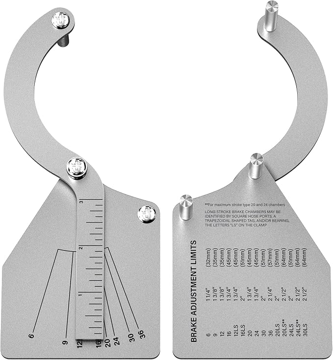Craimil Brake Chamber Identification Tool, Air Brake Stroke Gauge, Fits Type 6-36 Clamp Chamber, Accurate Measurement, Labor Saving Design for Truck Drivers & Repair Staff, Silver