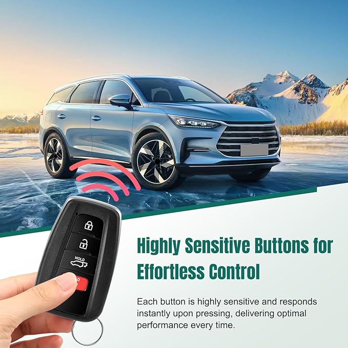 Key Fob Replacement Fits for Toyota RAV4 Highlander 2019 2020 2021 2022 2023, Smart Proximity Keyless Entry Remote Control HYQ14FBC 8990H-0R030, 8990H-0E020 4 Button 314.3 Mhz