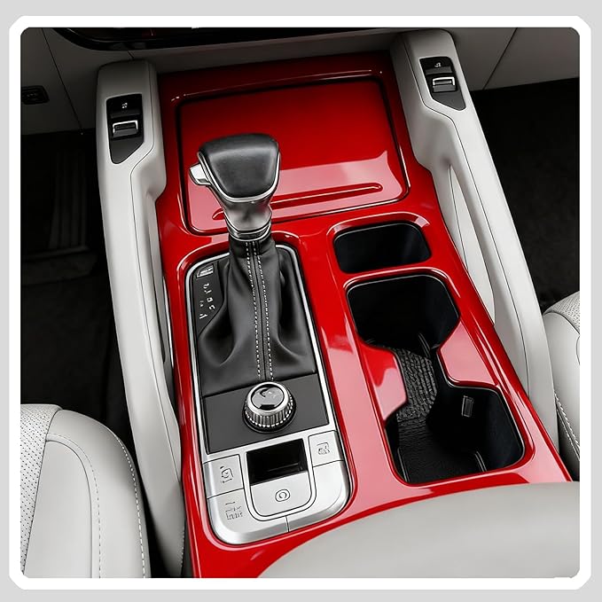 Center Console Frame Cover,for Kia Telluride 2020 2021 2022 2023 2024 2025 2026, Gear Shift Panel,Cup Holder Trim - Wine Red Protective Accessories
