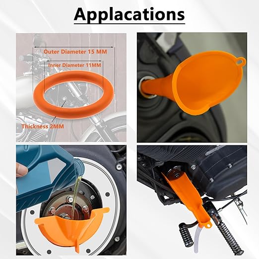 Oil Change Kit Compatible with Harley, Filter Cap Wrench, Crankcase Fill Tool, Primary Case Oil Funnel, Drip-Free Oil Filter Tool, 30Pcs Drain Plug O-Rings