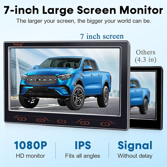 7-inch Backup Camera Ease-Setup for Cars: HD 1080P Touch Key Rear View Camera Real Time Image - Waterproof Reverse Camera for Van SUV Truck Y16
