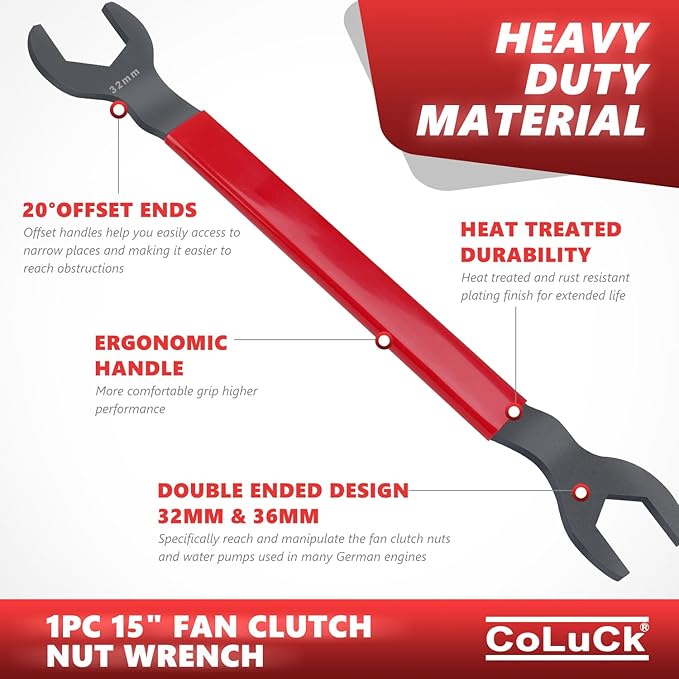 Fan Clutch Wrench Set,32mm & 36mm Clutch Fan Tool Wrench,Water Pump Pulley Holder Removal Tool For BMW, Ford, GM, dodge,Chevrolet,jeep Fan Clutch Removal Kit,Water Pump Holder
