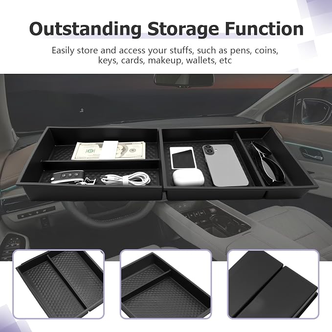 LUWU 2026 Murano Lower Center Console Organizer Compatible with 2025 2026 Nissan Murano SL/SV/Platinum Accessories Armrest Console Organizer Armrest Insert Tray Murano 2026 Accessories Black 2-Pack