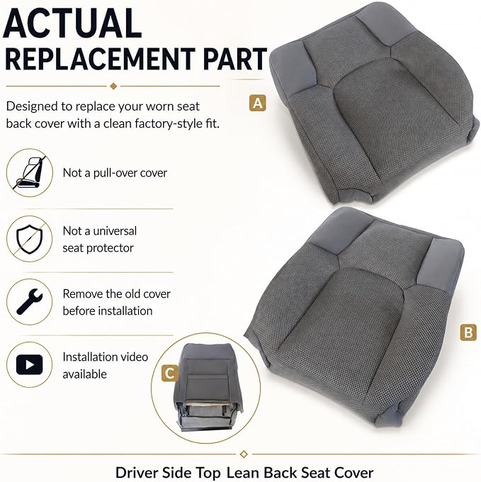 FZJDSD Steel Gray #W Cloth Driver & Passenger Bottom & Top Replacement Seat Covers (4PCS) Compatible with Nissan Frontier S SV SE LE XE 2005-2019