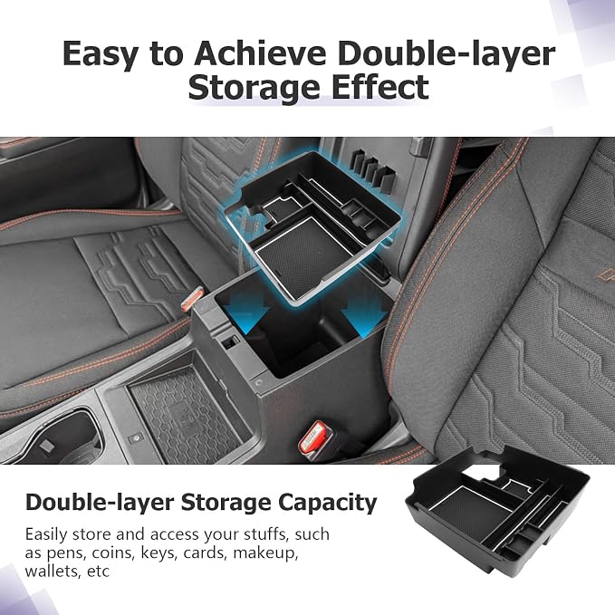 LUWU 2025 2026 Frontier Center Console Organizer for 2022 2023 2024 2025 2026 Nissan Frontier Accessories Armrest Console Storage Box Insert Tray ABS Material White-trim