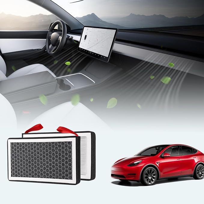 BASENOR 2024-2026 Tesla Model Y Model 3 Sunglasses Holder and Model Y/3 HEPA Air Filter