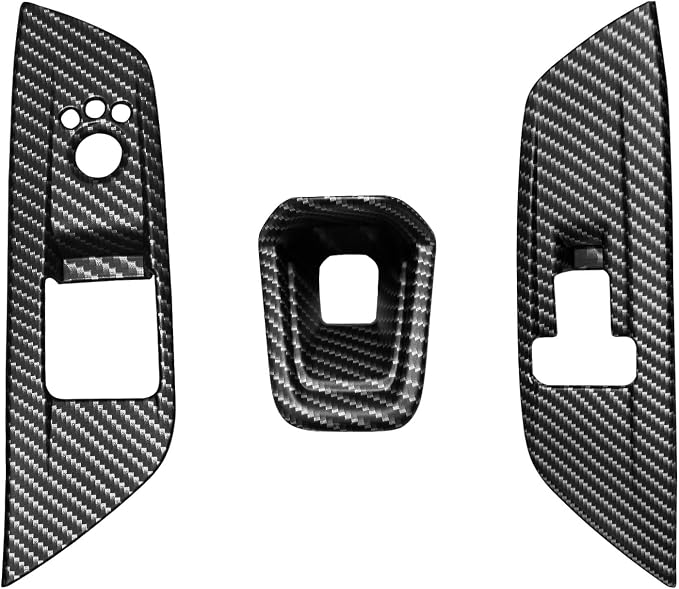BestEvMod 3PCS Interior Decoration Trim Set of 3 Window Lift Switch Panel Cover & Steering Wheel Lower Spoke Trim Compatible with Dodge Charger EV 2026 2025 2024 (Matte Carbon Fiber Pattern)