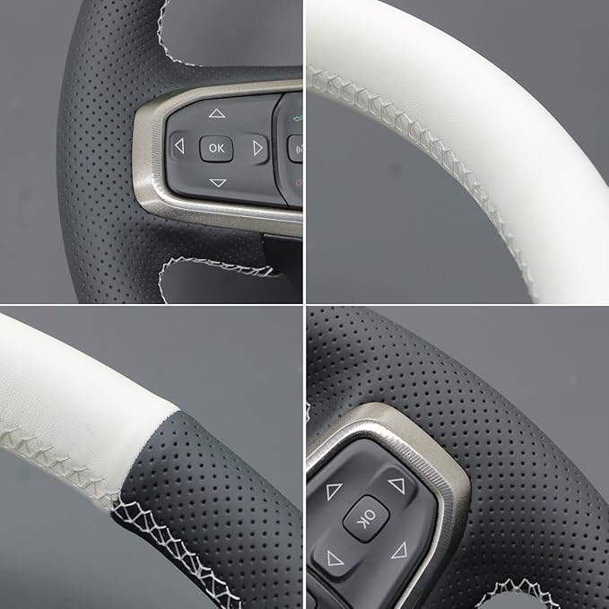 MEWANT Hand-Stitched Steering Wheel Cover Wrap for Dodge Ram 1500 2019-2023 Steering Wheel Accessories for Dodge Ram(Backsides Without Buttons)
