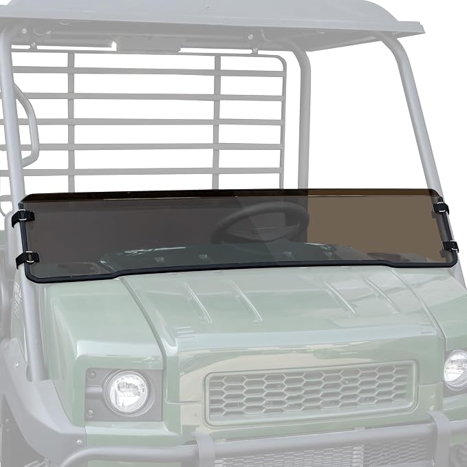 SAUTVS Dark Tinted Front Half Windshield for Kawasaki Mule 4000 4010, Lightly Durable Poly Half Windscreen for Kawasaki Mule 4000 4010 2009-2026 Accessories