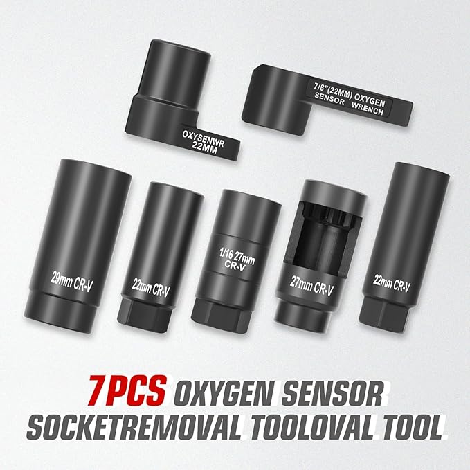 DNA Motoring 7pcs Oxygen Sensor Socket Removal Tool, O2 Removal and Installation Universal Puller and Removal Tool, Sensor Oil Pressure Sending Unit Socket Set, TOOLS-00775
