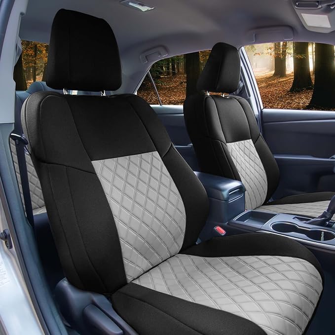 FH Group Custom Fit Seat Covers Specifically Made for 2012 - 2017 Toyota Camry LE | SE | XSE | XLE - Ultraflex Neoprene Waterproof Car Seat Cover, Front Set Gray