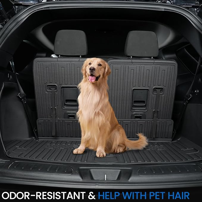 Cargo Mat Backrest Mats for 2016-2025 2026 Dodge Durango 6/7 Seats Car Mat Accessories, All Weather TPE Cargo Liner Trunk Mat SXT GT RT SRT 392 Hellcat(Cargo Mat+3rd Row Backrest Mats)