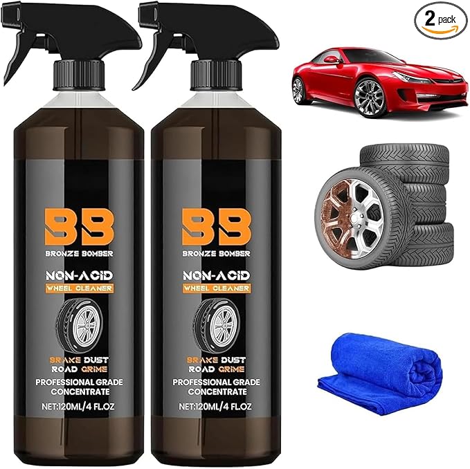 2025 Upgraded Bronze Bomber Wheel Cleaner, Tire Cleaner,- Safe on Chrome and All Wheel Finishes - Brake Dust, Dirt, Browning, Grease, and Grime Remover (US Stock) (2)