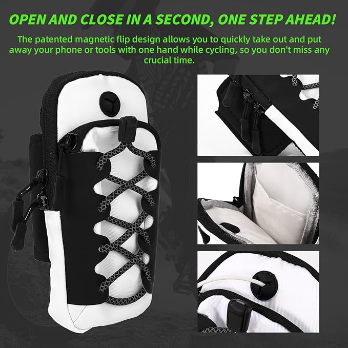 Motorcycle Frame Bag, Tear-Resistant Polyester Bike Phone Bag Magnetic Flip Design Dirtbike Pouch Accessories for Surron Talaria & E-Ride Pro Electric Ebike Vehicles (Silver)