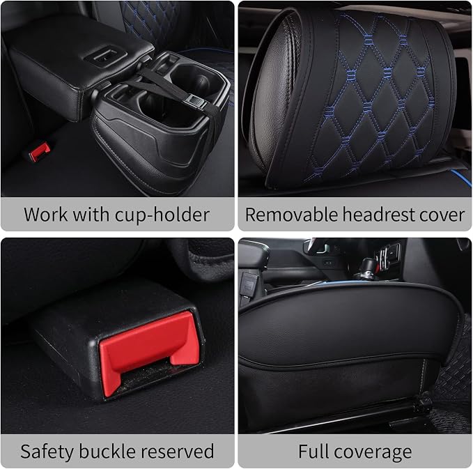 Aierxuan Jeep Wrangler JK JL 4-Door Seat Covers Full Set Custom Fit 2007-2026 Unlimited X Rubicon 392 Sahara Willys Sport High Altitude Truck Pickup Waterproof Leather(Full Set/Black-B)