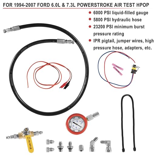 Hpop Test Tool High Pressure & Air Leak Test Gauge Tool Kit Fit for 1994-2007 Ford F250 F350 6.0L & 7.3L Powerstroke