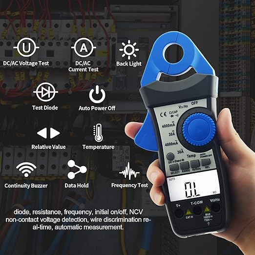 1mA Sensitive Digital Low Current Clamp Multimeter, AC/DC Current Voltage Resistance Clamp-on Multitester for Milliamps Test on Car Battery, HVAC (AIOMEST AI-870K)