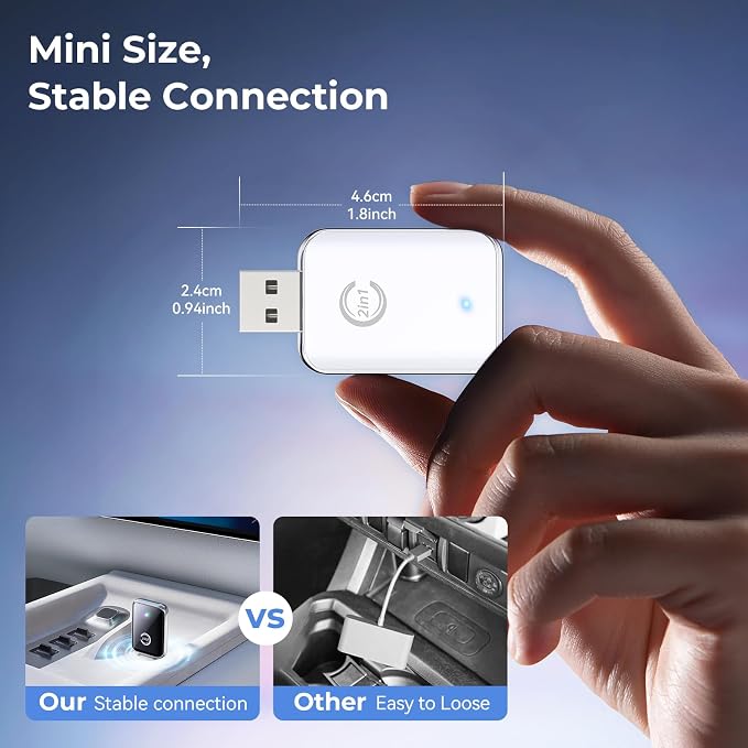 Wireless Carplay Adapter for iPhone, Convert Wired Car Play to Wireless, 2 in 1 Plug and Play Mini CarPlay and Android Auto Adapter for iOS 10 Android 11 +, Cars with Built-in Carplay (Off White)