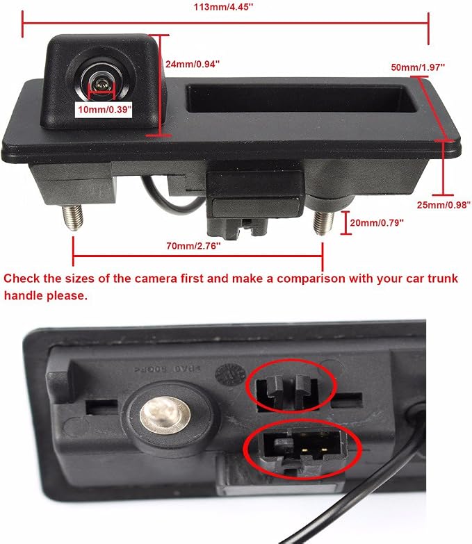 Waterproof Reversible Vehicle-Specific Handle Strip Camera Integrated in Case Handle Rear View Rear View Rear View for Audi A4 B8 VW Tiguan Golf VI Variant Passat Variant Estate Sharan Touran