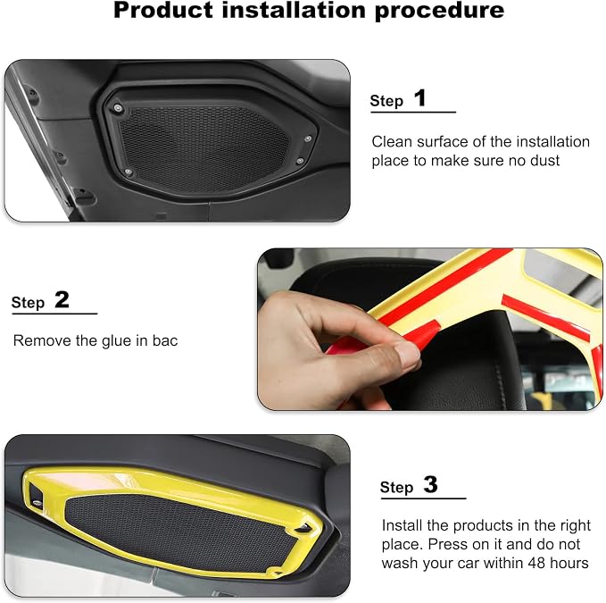 RT-TCZ A Pillar Speaker Trim Cover & Roof Speaker Audio Trim Cover Ring Kit Decoration Interior Accessories for Jeep Wrangler JL JLU & Gladiator JT 2018-2022,Yellow