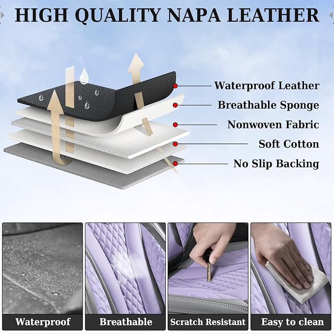 Coverado Car Seat Covers, Back Car Seat Cover, 3-Pieces Leather Seat Cover, Luxury Car Seat Cushion, Luxury Seat Cover Seat Protector Universal Most Cars Trucks SUV