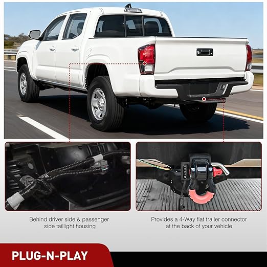 Nilight 4 Pin Trailer Wiring Harness Kit 56349 Vehicle Standard 4 Way Connector Custom for Toyota Tacoma 2016 2017 2018 2019 2020 2021 2022 2023 Simple Fit Tow Hitch Accessories