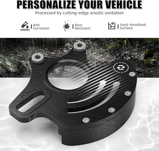 NICECNC Rear Caliper Bracket Disc Brake Guard 11mm Aluminum Compatible with Yamaha YFZ450R 2009 2010 2011 2012-2022, Black