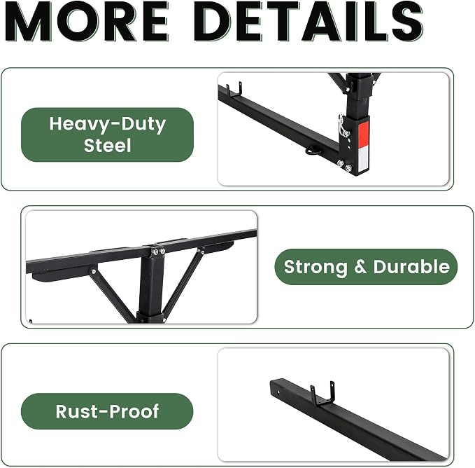 ECOTRIC Truck Bed Extender Design Foldable Pickup Truck Bed Extension 400lb Capacity for Heavy Duty Lumber Ladder Canoe Boat Kayak Long Pipes - Powder Coated Steel