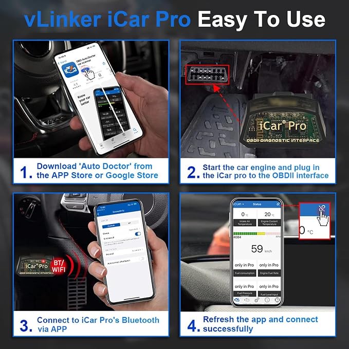 iCar Pro Mini OBD2 Bluetooth Scanner for iOS/Android OBD Adapter Car Diagnostic Code Reader Scan Tools