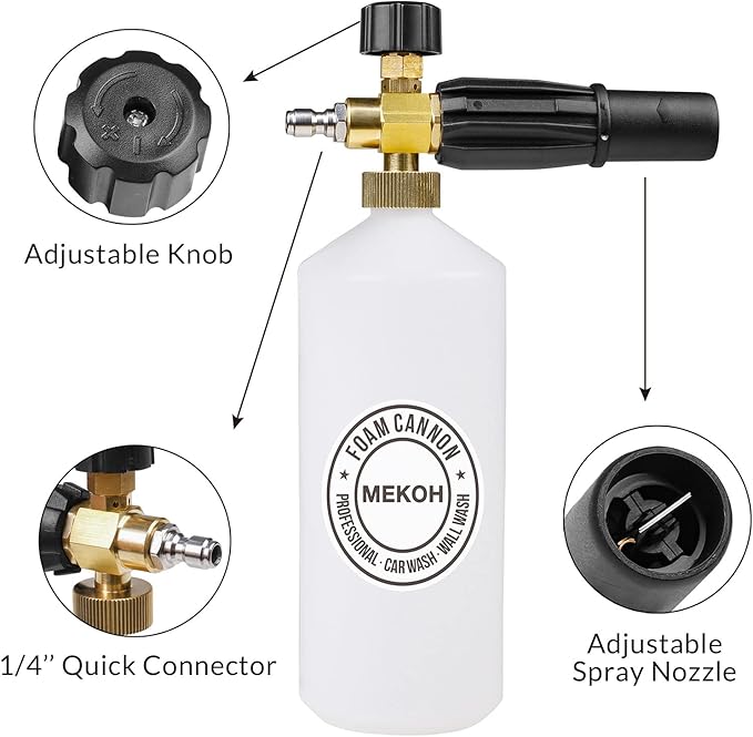 MEKOH 1 Liter Adjustable Foam Cannon & Pressure Washer 4000 PSI, 10.5 GPM Spray Gun