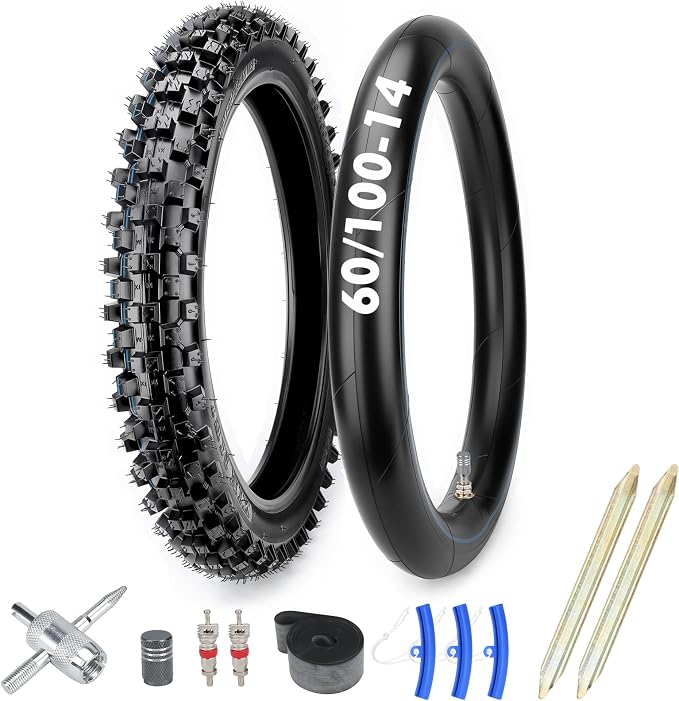 Front 60/100-14 2.50-14 Tire and Inner Tube for 110cc 125cc XR70 CRF70 CRF110 KLX110 PW80 TTR90 DRZ110 TaoTao DB14 SSR Off Road Motocross Pit Dirt Bike Parts