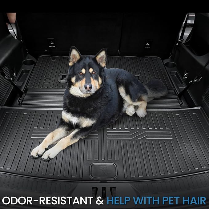 Cargo Mat with Backrest Mat for 2020-2025 2026 Ford Explorer Car Mat Accessories, All Weather TPE Cargo Liner Trunk Mat Active/ST Line/ST/Platinum(Cargo Mat with Backrest Mat)