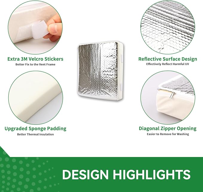 2 Pack RV Skylight Insulators 14" x 14" and 14" x 22" RV Vent Insulations for Vent Inside Camper Trailer, with Storage Bag