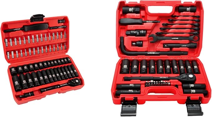 LLNDEI 1/4-Inch Impact Socket Set Metric(4-15mm) Deep and Shallow &1/2 inch Socket Wrench Set