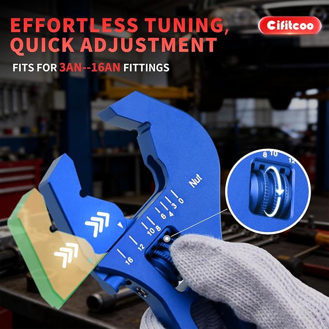 The Complete AN Fitting Kit: AN Fittings Installation Tool + Blue AN Wrench, Covers -3 to -16AN Sizes, No Damaged Fittings, Perfect for Fuel & Oil Lines