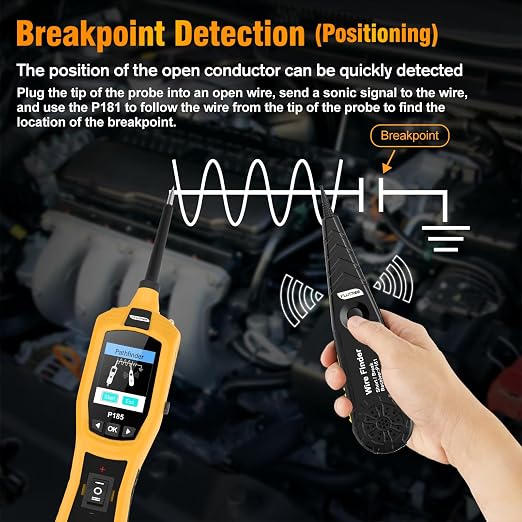 Flutree P185 9-30V Power Circuit Probe Tester | 40FT Cable, Injector Test & Clean, Battery, Relay & Fuse Tester, Breaker Finder, Wire Tracer, 12/24V Cars Trucks Trailers