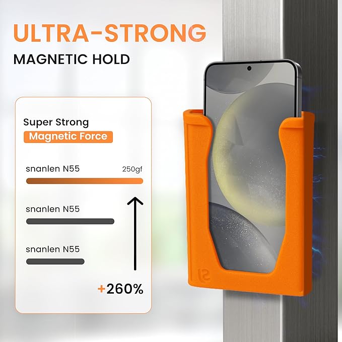 Chatelet SoftJaw Magnetic Phone Holder – Universal Rugged Phone Mount for Work, Boats, Trucks, Camping, Pool Umbrellas & More | Super Strong Magnets + Bonus Strap | USA Made (Orange, Phone)