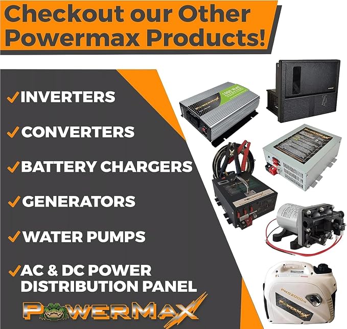 PowerMax PM3-65Power Supply, AC to DC Converter 110Vac to 12Vdc 65Amp, Battery Charger with 3 Stage Smart Charging Mode, Built-in Cooling Fan and LED Indicator Light, Lithium Compatible