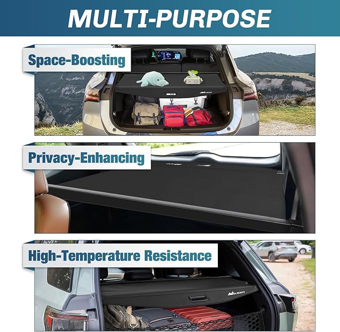 Nilight Trunk Cargo Cover for Chevy Equinox GMC Terrain 2018 2019 2020 2021 2022 2023 2024, Retractable Security Shade Rear Cargo Cover, with Trunk Storage Net