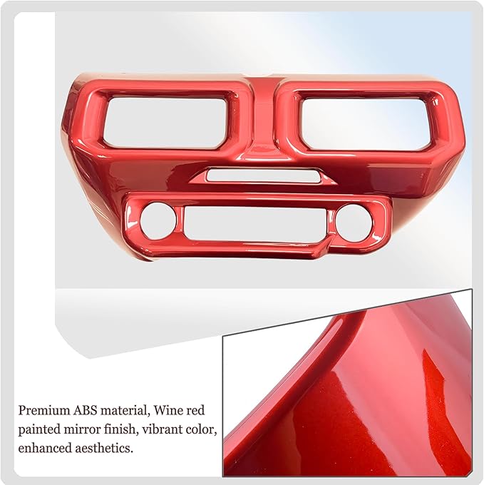 MUXEE A/C Vent Trim Panel Cover, for Ford Mustang 2024 2025 2026 - ABS Wine Red Dashboard AC Air Vent Outlet Sport Interior Trim Accessories（B-Shape）