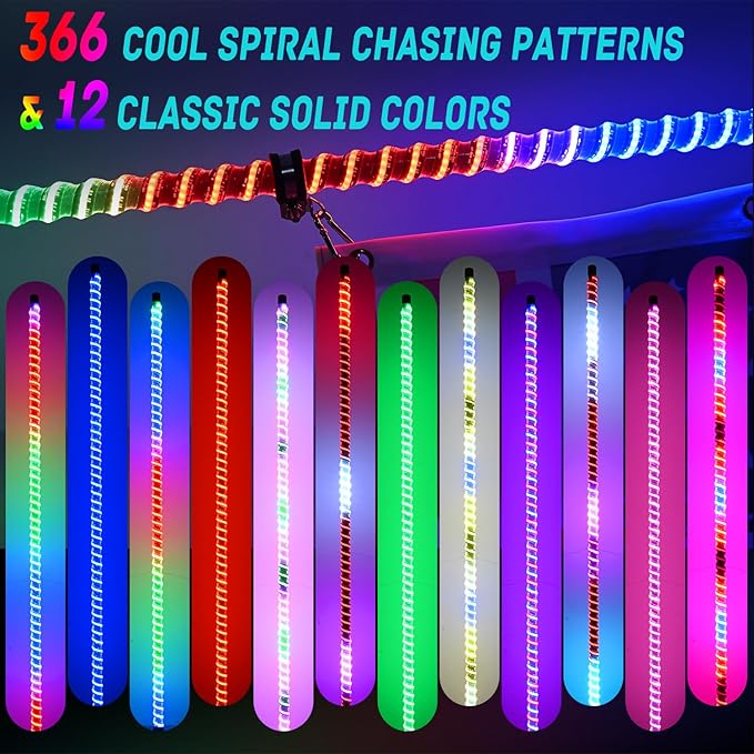 Nilight LED Whip Light 1 PC 2FT COB RGB Spiral Lighted Antenna with Spring Base, Bluetooth App & Remote Control DIY Chasing Patterns & Music Sync Safety Whips for ATV UTV RZR Polaris Can-Am Truck