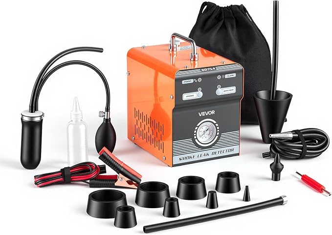 VEVOR Automotive Smoke Machine Leak Detector, DC 12V EVAP Vacuum Diagnostic Tester with Built-in Air Pump & Pressure Gauge, Dual-Mode Pipeline Fuel Detector for Cars, Motorcycles, Trucks, Boats, ATVs