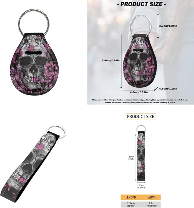 Howilath Purple Flower Skull Auto Front Seats Protector with Center Console Cover+Steering Wheel Cover+Seatbelt Pads+Keychain+Coasters Car Accessories Set of 10