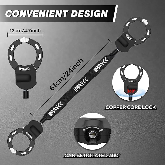 Scooter Chain Lock, Bike Lock, Electric Scooter Accessories, Security Anti-Theft Bike Lock, Chain Lock for Electric Scooter, Motorcycle, Bicycle