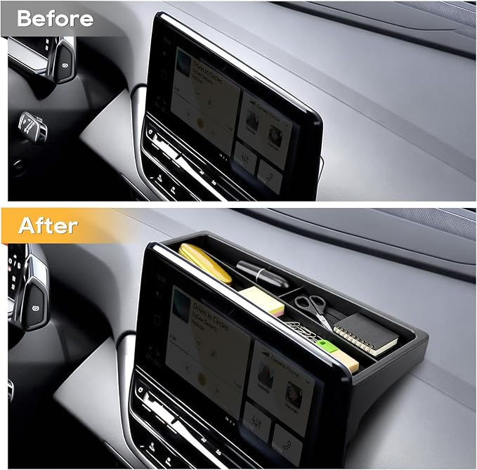 For VW ID.4 Dashbaord Center Console Organizer for 2025 2026 VW ID.4 (S/Pro/Pro S/Pro S Plus) Center Console ABS Storage Tray Insert, OEM Fit, Non-Slip Waterproof Interior Accessories - 12.9 Inch ONLY